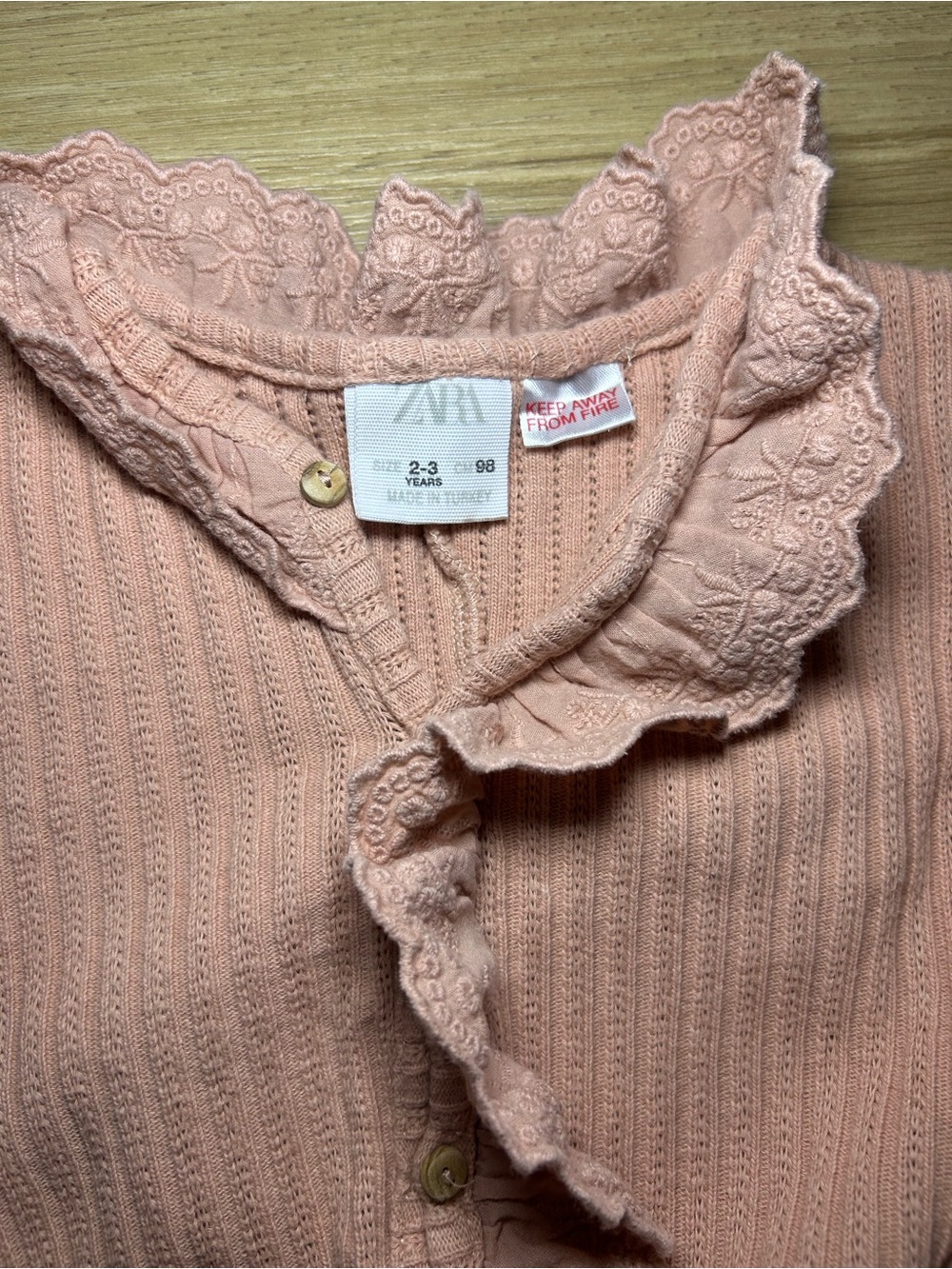 Zara Pink Ribbed Ruffle-Trim One-Piece Bodysuit - Picture 8 of 8